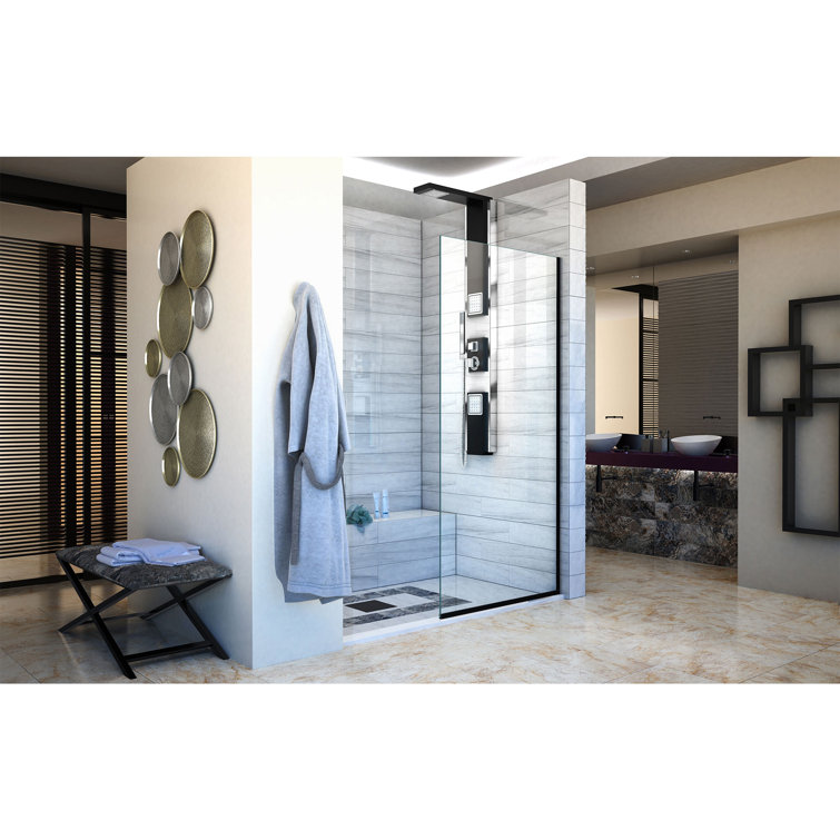 Linea 34" Black Frameless Rectangular Shower Screen