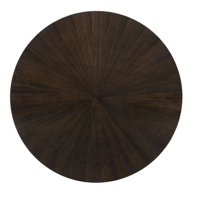 Round Brown and Gold Wood Dining Table for Six