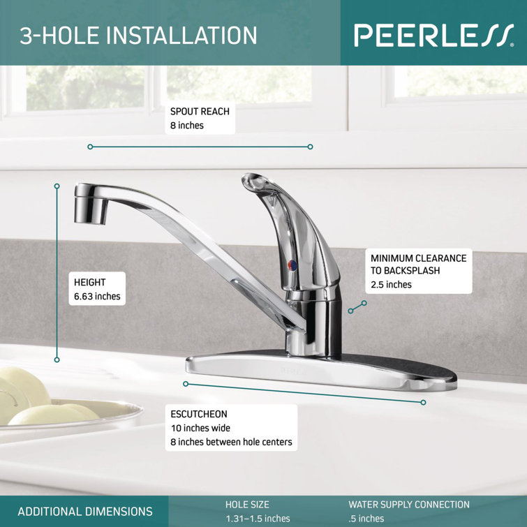 Chrome Single-Handle 3-Hole Kitchen Sink Faucet