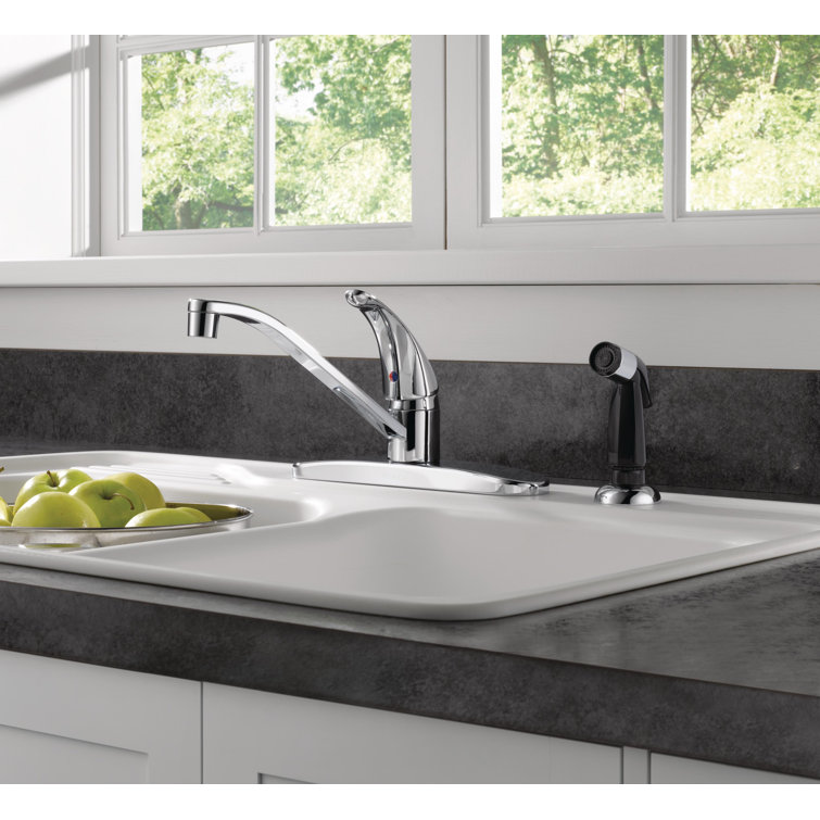 Chrome Single-Handle Kitchen Faucet with Side Sprayer
