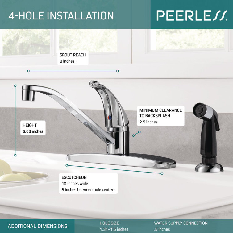 Chrome Single-Handle Kitchen Faucet with Side Sprayer