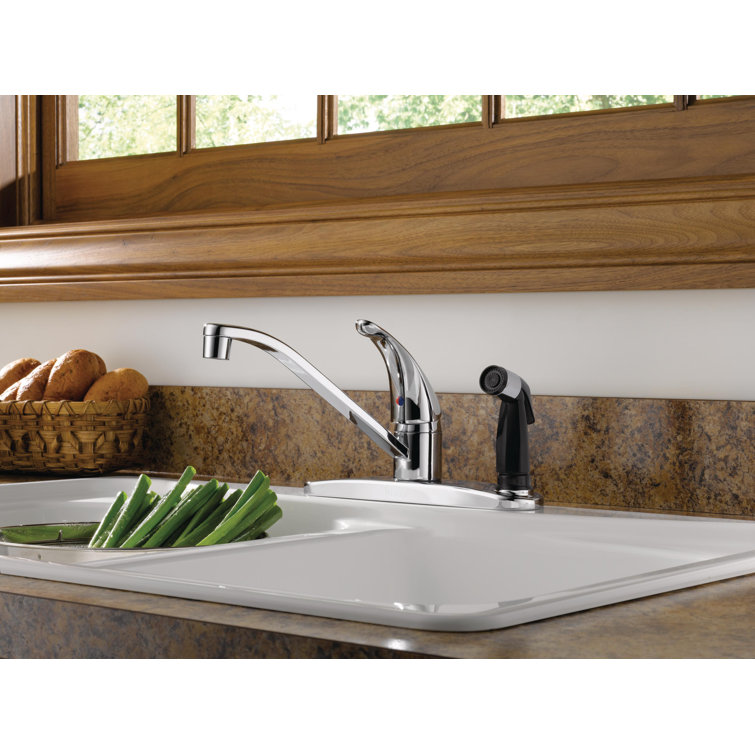 Chrome Single-Handle Kitchen Faucet with Side Sprayer
