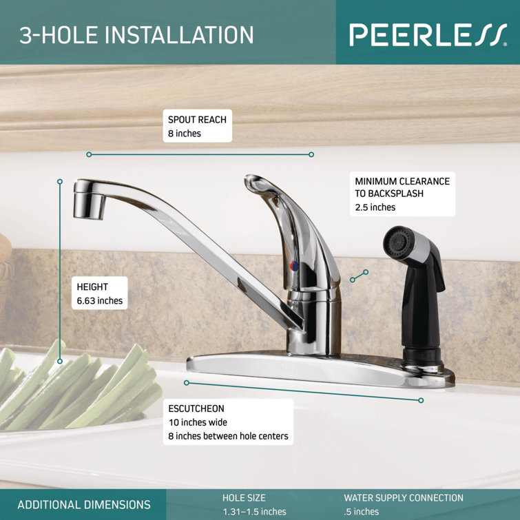 Chrome Single-Handle Kitchen Faucet with Side Sprayer