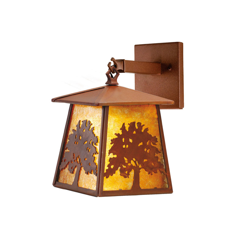 Antique Copper Oak Tree Lantern Wall Sconce