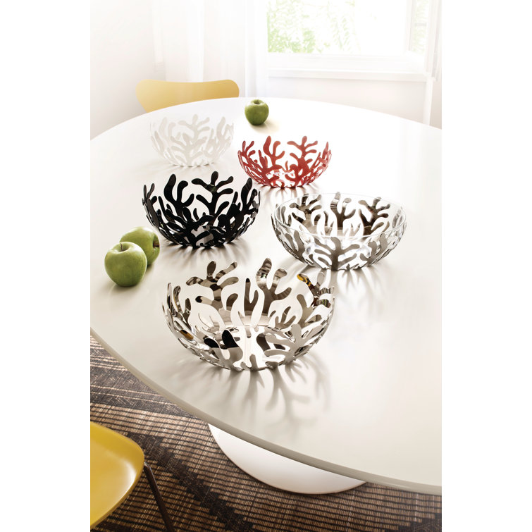 Small Red Metal Coral-Inspired Fruit Bowl