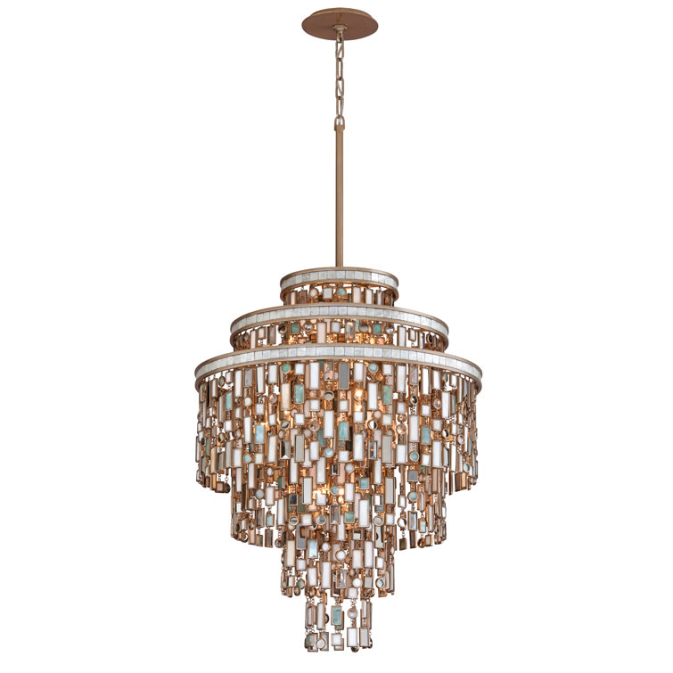 Dolcetti Silver 13-Light Chandelier with Mixed Shells and Crystal