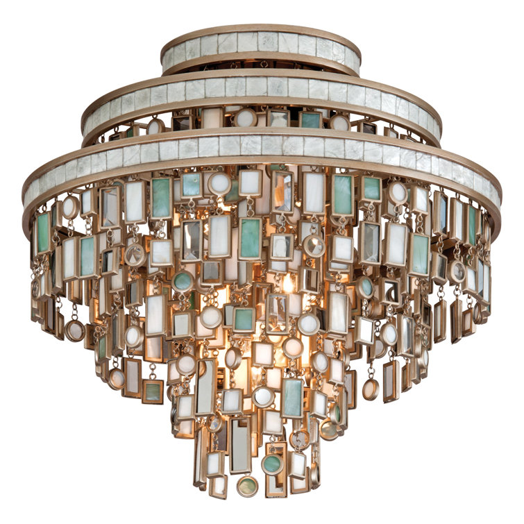 Contemporary Crystal Silver 18" Square Semi-Flush Ceiling Light