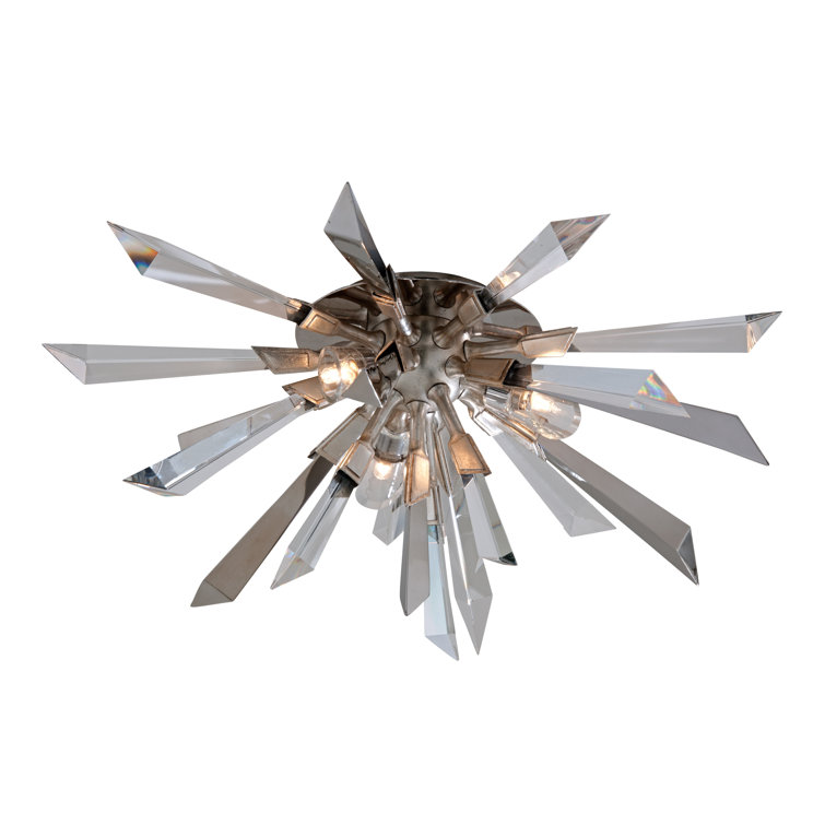 Silver Leaf Crystal 3-Light Flush Mount