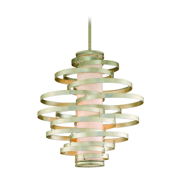 Modern Silver Leaf 2-Light Geometric Glass Chandelier
