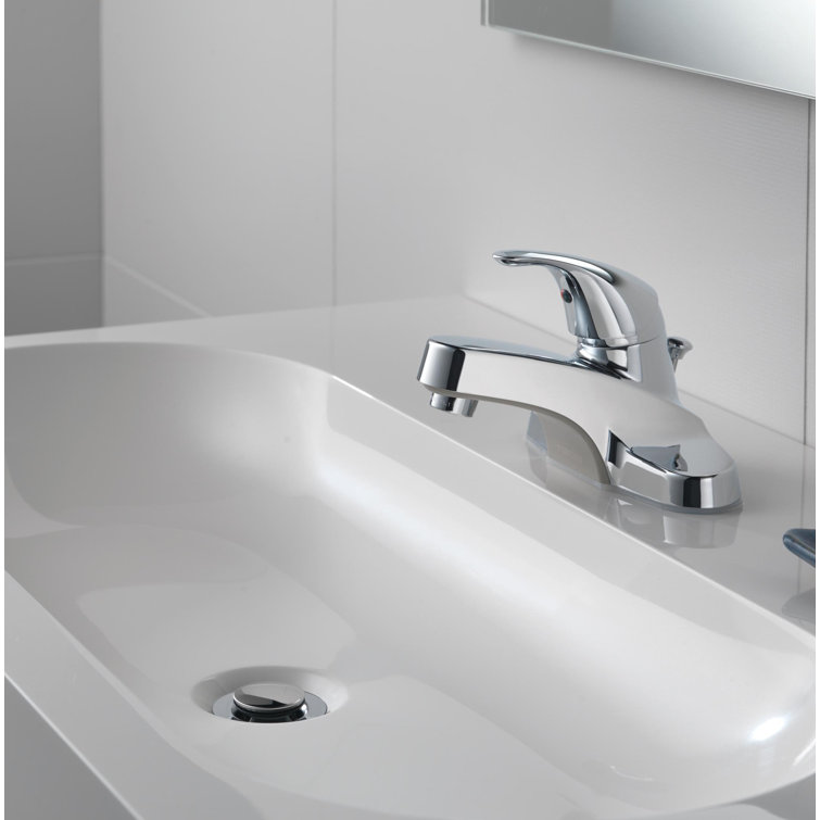 Core Polished Chrome Single Handle Bathroom Faucet with Metal Drain