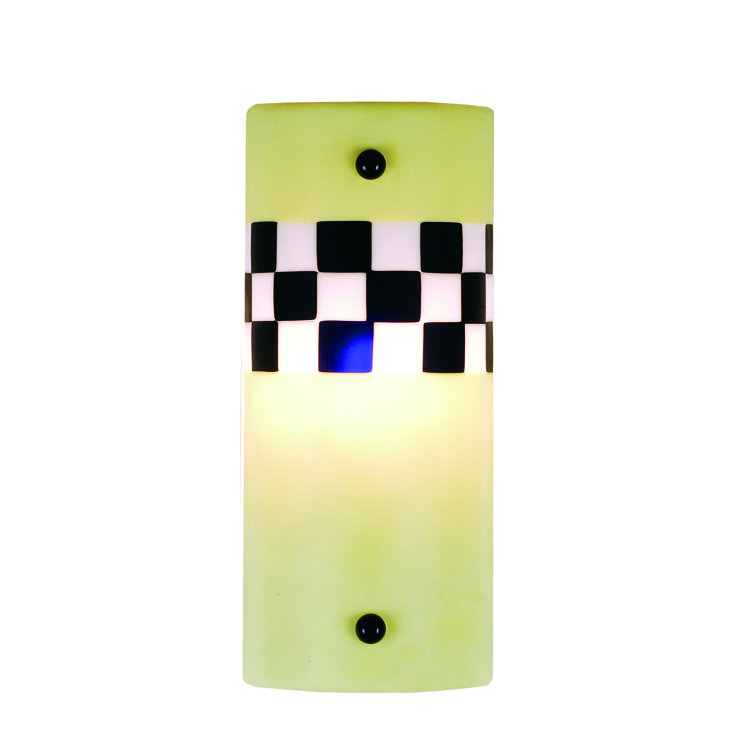 Yellow and Black Glass Wall Sconce with Nickel Hardware