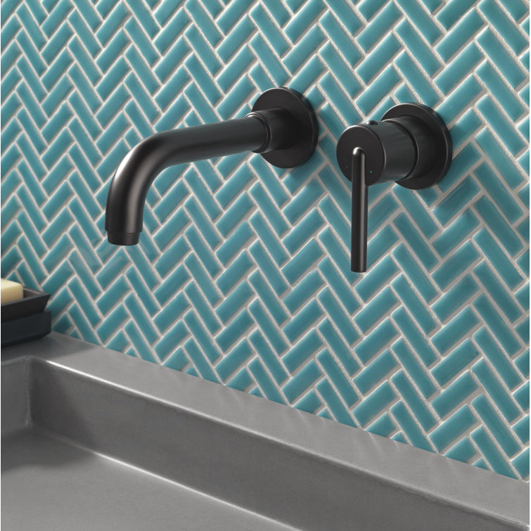 Elysian Bronze 7" Wall-Mounted Modern Bathroom Faucet with Pull-out Spray