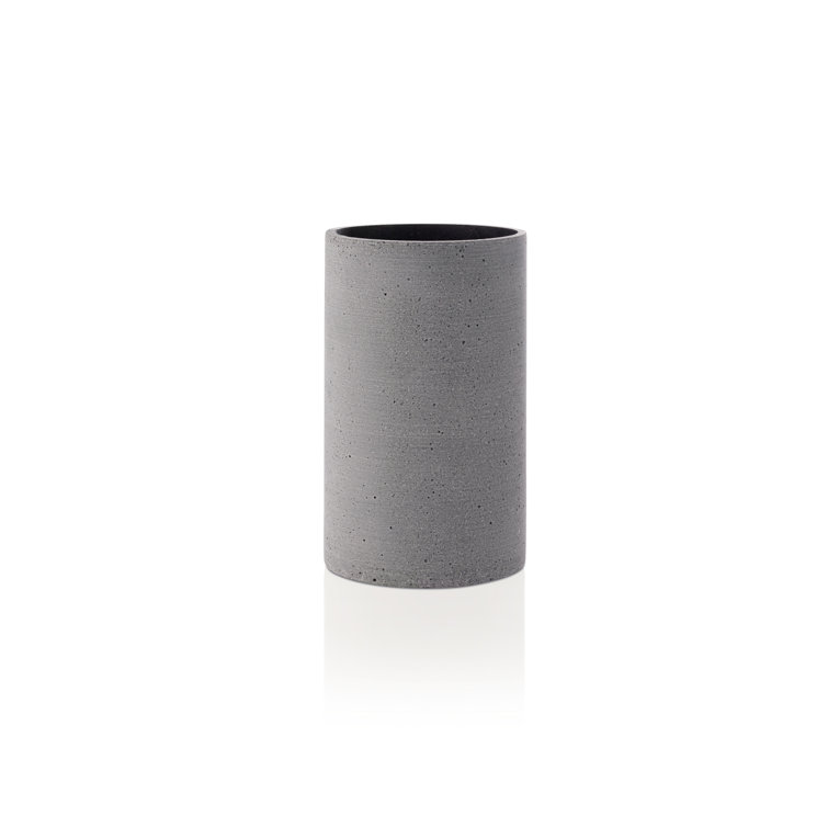 Elegant Bouquet Metal Table Vase in Dark Gray, Round Shape
