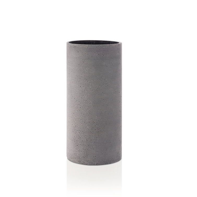 Elegant Bouquet Metal Table Vase in Dark Gray, Round Shape