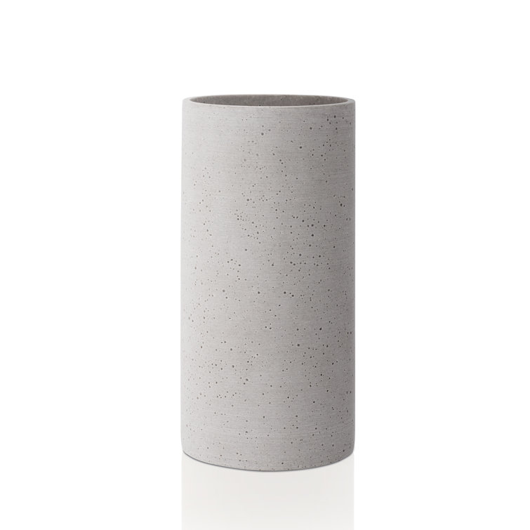 Minimalist Light Grey Polystone Table Vase with Non-Slip Base