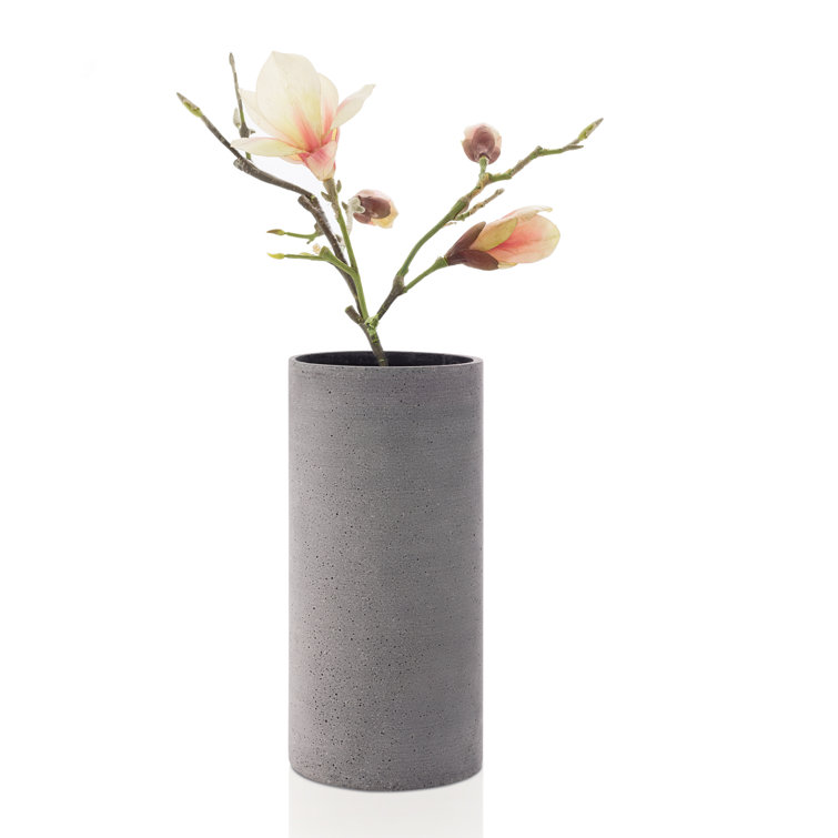 Elegant Bouquet Metal Table Vase in Dark Gray, Round Shape