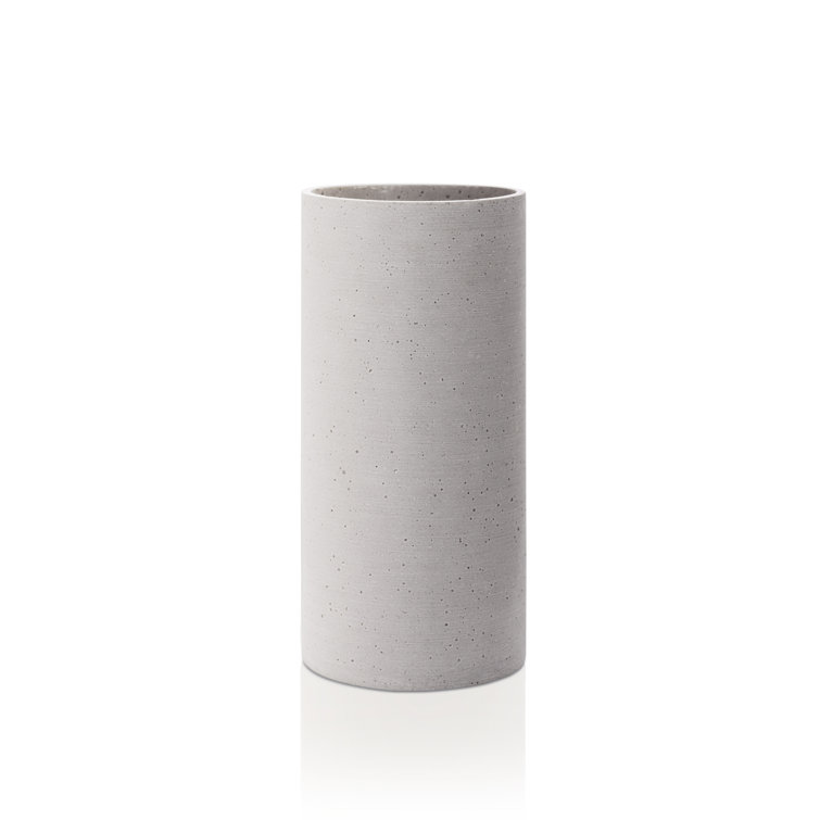 Floral Essence Round Polystone Table Vase in Light Grey