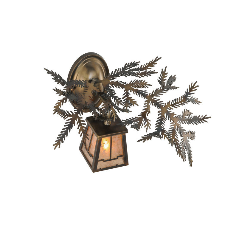 Bronze Pine Branch 16" Lantern Wall Sconce