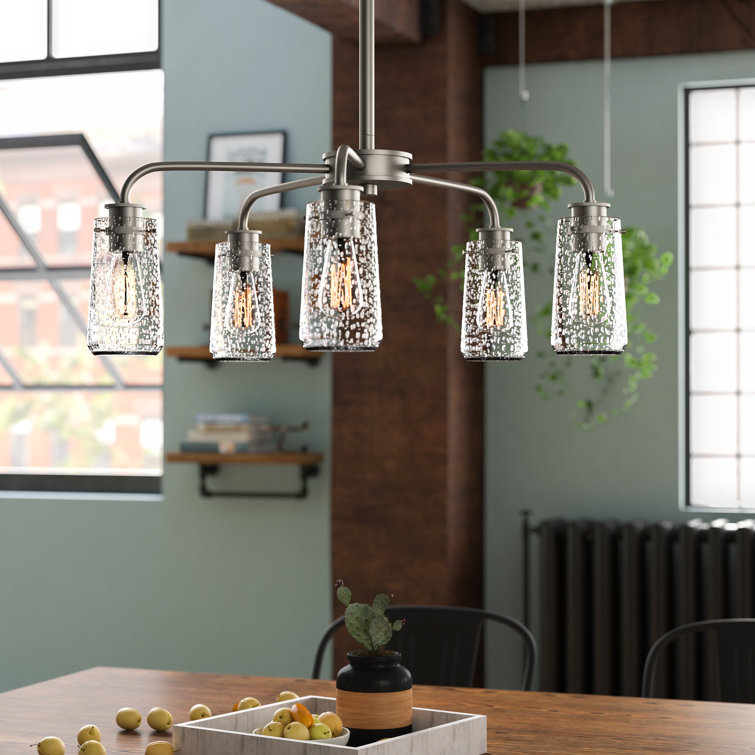 Pewter and Glass 5-Light Rustic Chandelier