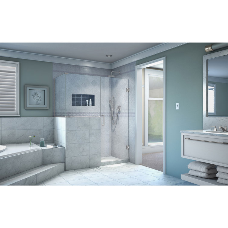 Unidoor Plus 48" Frameless Clear Glass Hinged Shower Enclosure