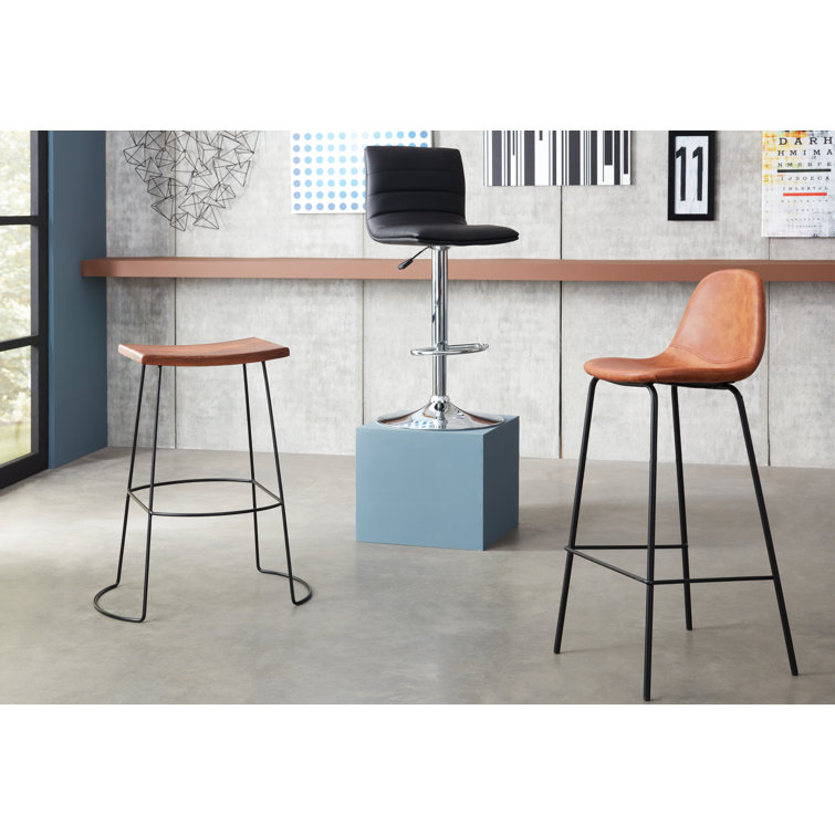 Maxine Vintage Black Metal Frame Vegan Leather Counter Stool