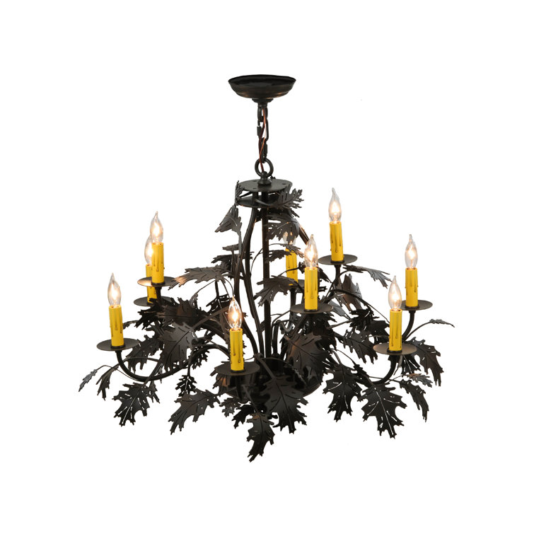 Timeless Bronze Oak Leaf & Acorn 9-Light Candelabra Chandelier