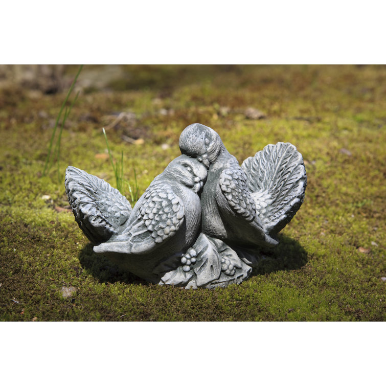 Handcrafted Brownstone Cast Stone Dove Pair Garden Statue