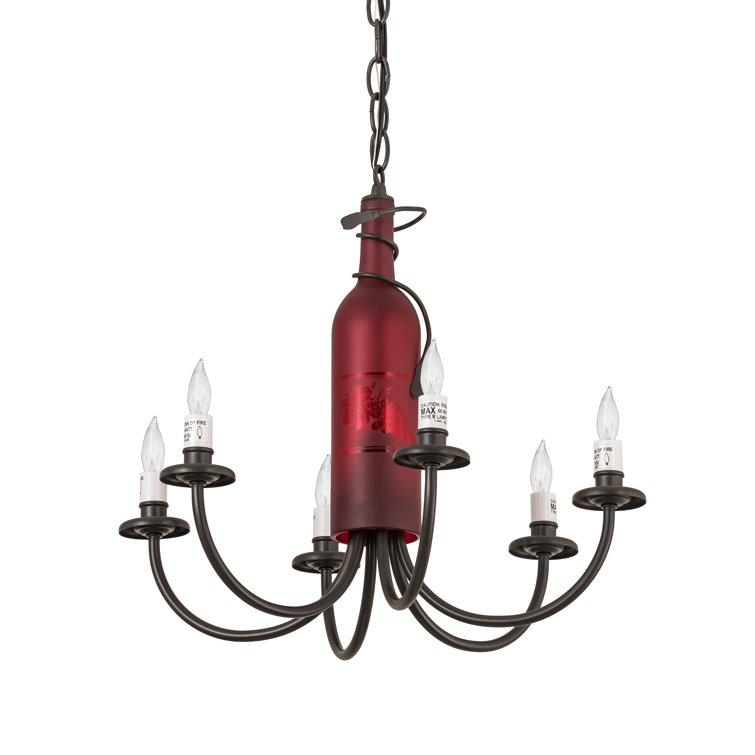 Mini 6-Light Bronze Chandelier with Faux Candle & Vine Detail