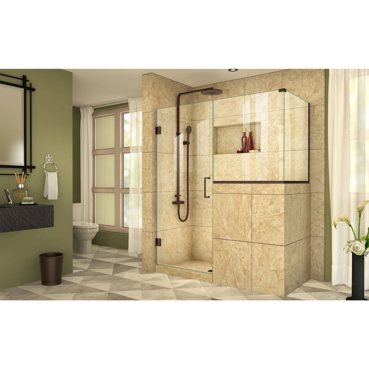 Unidoor Plus 60" Frameless Hinged Shower Enclosure with Clear Glass