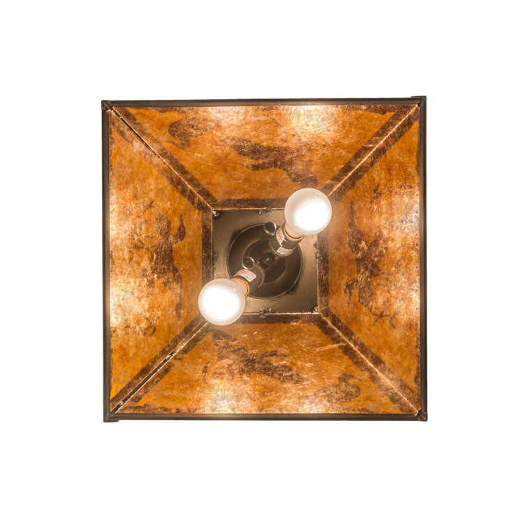 Antique Copper and Amber Mica Pendant Light with Wildlife Design