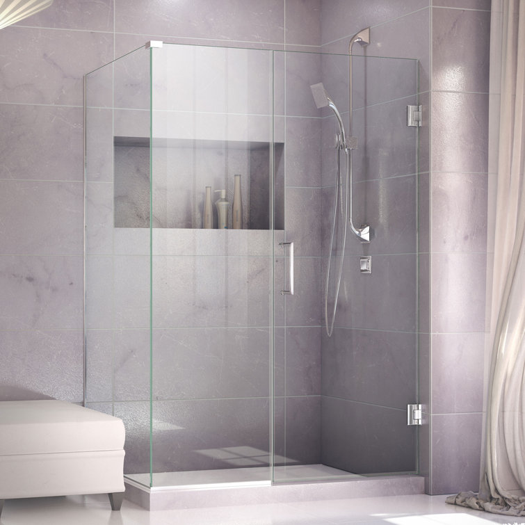Unidoor Plus 36" Frameless Clear Glass Hinged Shower Enclosure