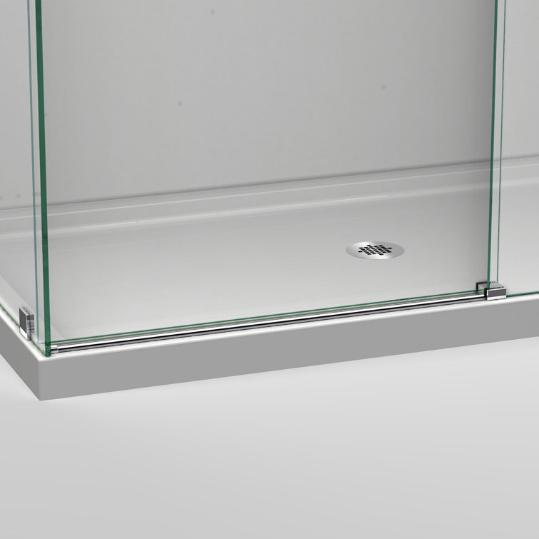 Enigma Air 60" Frameless Sliding Shower Enclosure in Polished Stainless Steel