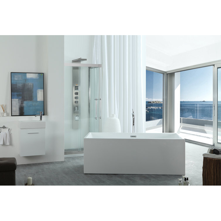 Aphrodite 59'' White Freestanding Acrylic Soaking Bathtub