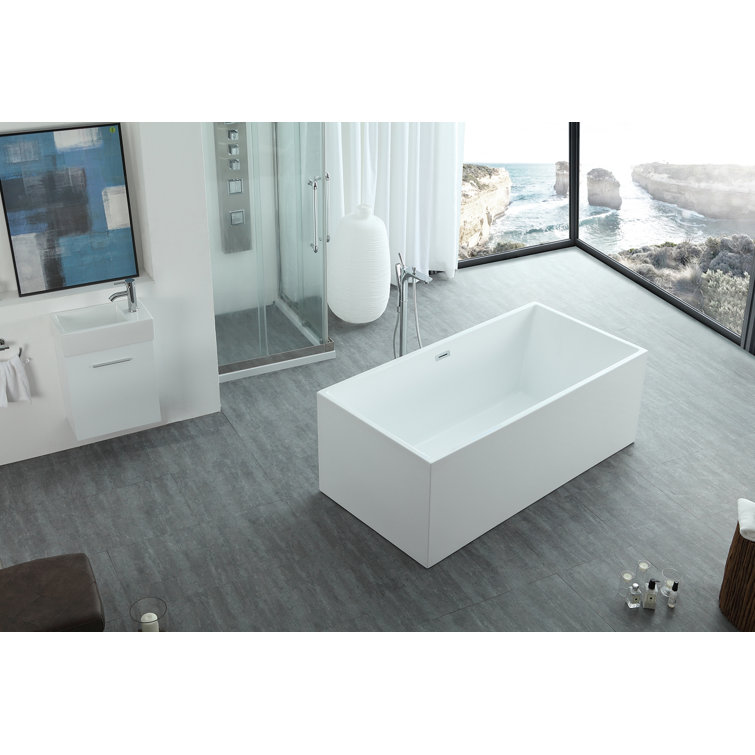 Aphrodite 59'' White Freestanding Acrylic Soaking Bathtub