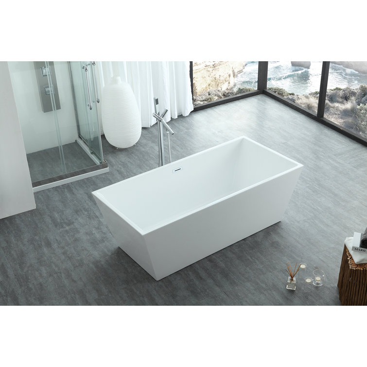 Athena 65.5" White Acrylic Freestanding Soaking Bathtub