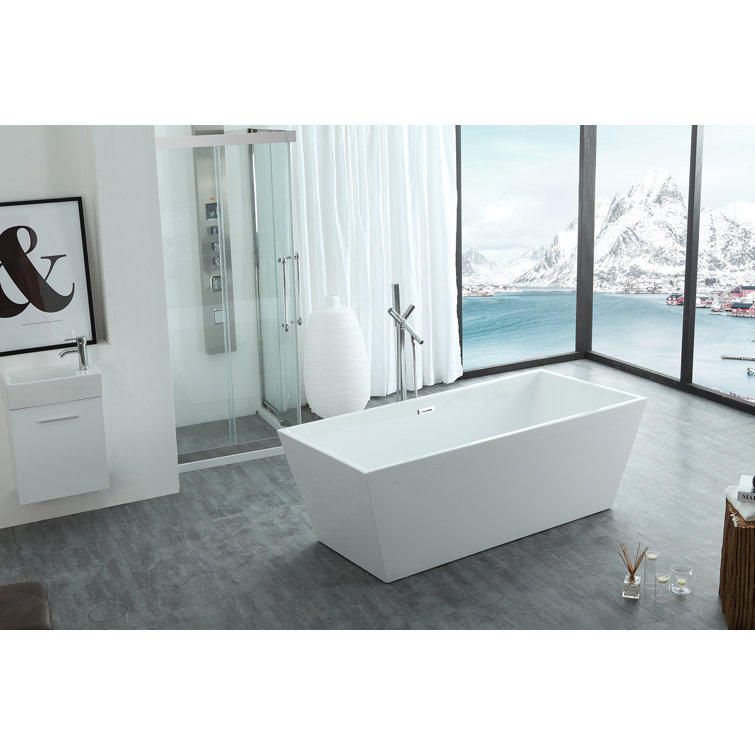 Athena 65.5" White Acrylic Freestanding Soaking Bathtub