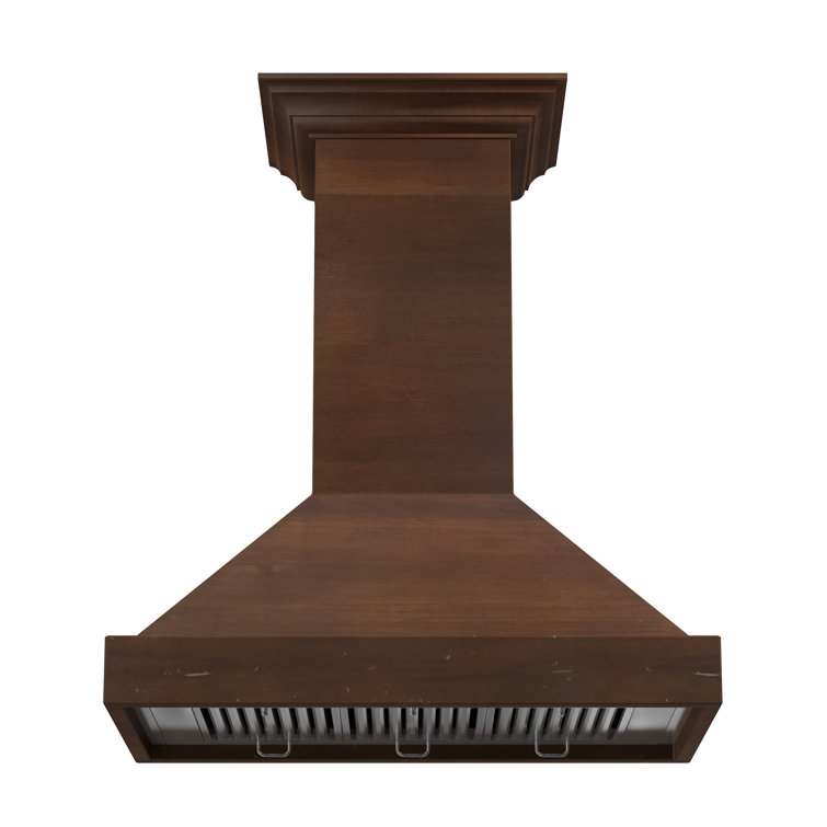 30'' Walnut and Stainless Steel Wall Mount Range Hood