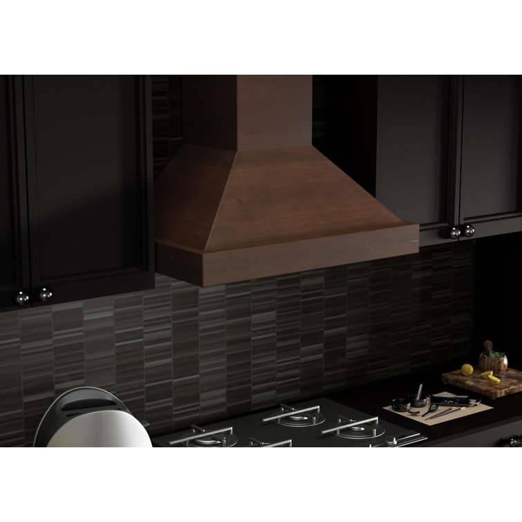 30'' Walnut and Stainless Steel Wall Mount Range Hood
