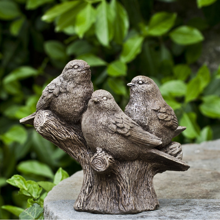 Pietra Nuova Brown Concrete Three Birds Garden Statue