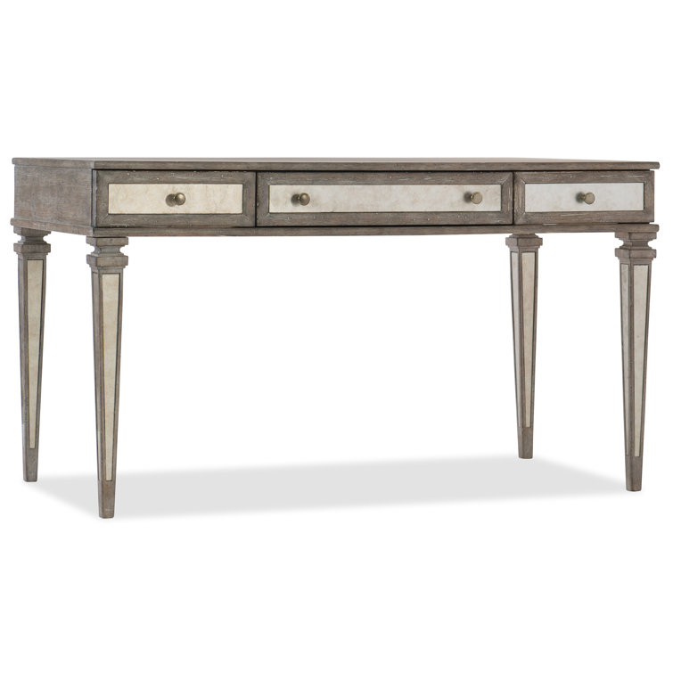 White Traditional Solid Wood Home Office Desk with Drawers