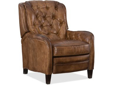 Traditional Handcrafted Brown Leather Recliner with Tapered Wood Legs