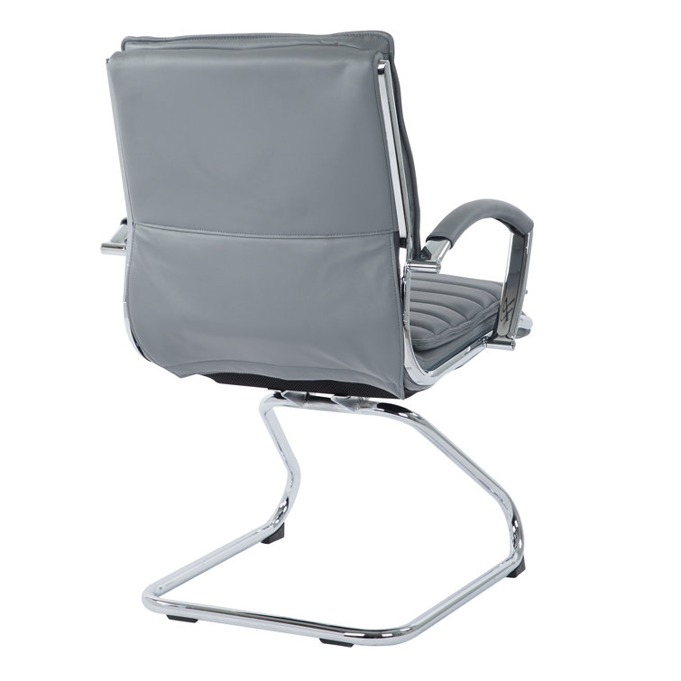 Charcoal Faux Leather Office Chair with Chrome Metal Base