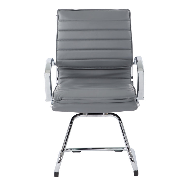 Charcoal Faux Leather Office Chair with Chrome Metal Base