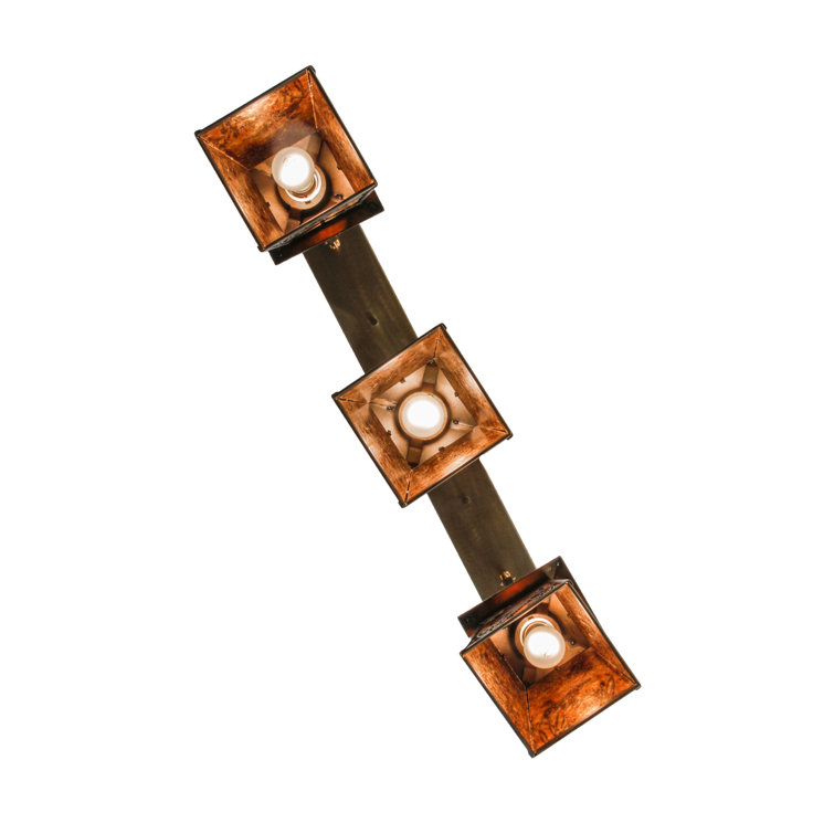 Rustic Amber Mica 3-Light Antique Copper Island Pendant