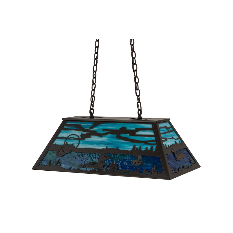 Old Forge Timeless Bronze 6-Light Island Pendant with Green and Blue Glass