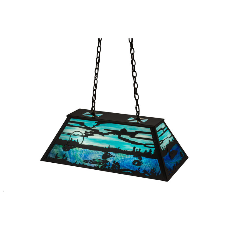 Old Forge Timeless Bronze 6-Light Island Pendant with Green and Blue Glass