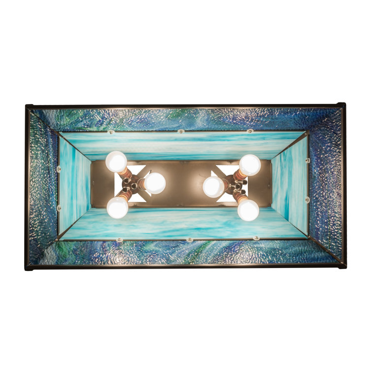 Old Forge Timeless Bronze 6-Light Island Pendant with Green and Blue Glass