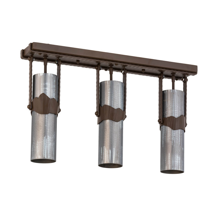 Sofia Sepia 3-Light Steel Island Pendant with Gray Shades