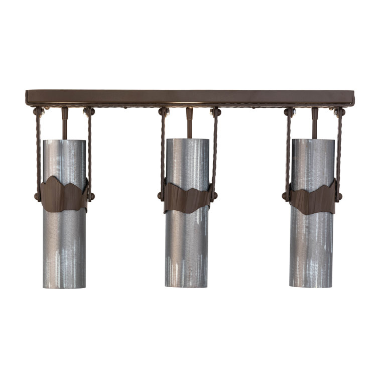 Sofia Sepia 3-Light Steel Island Pendant with Gray Shades