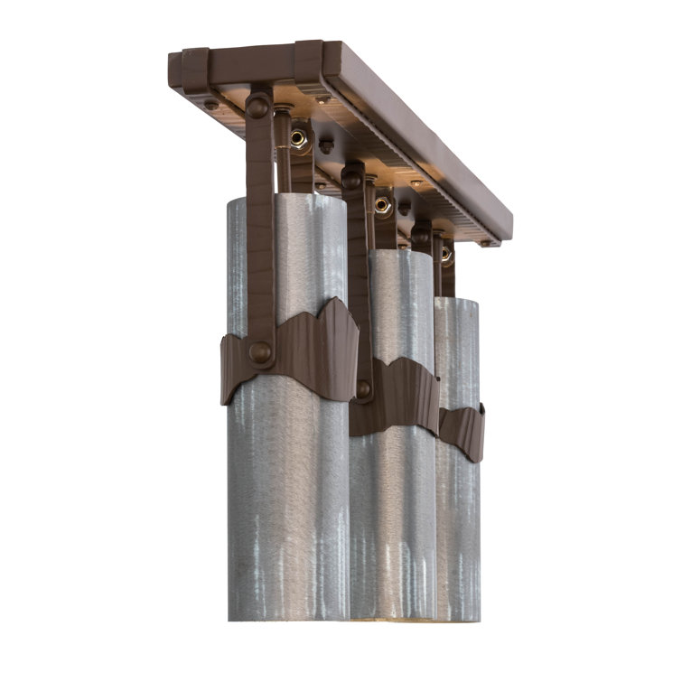 Sofia Sepia 3-Light Steel Island Pendant with Gray Shades